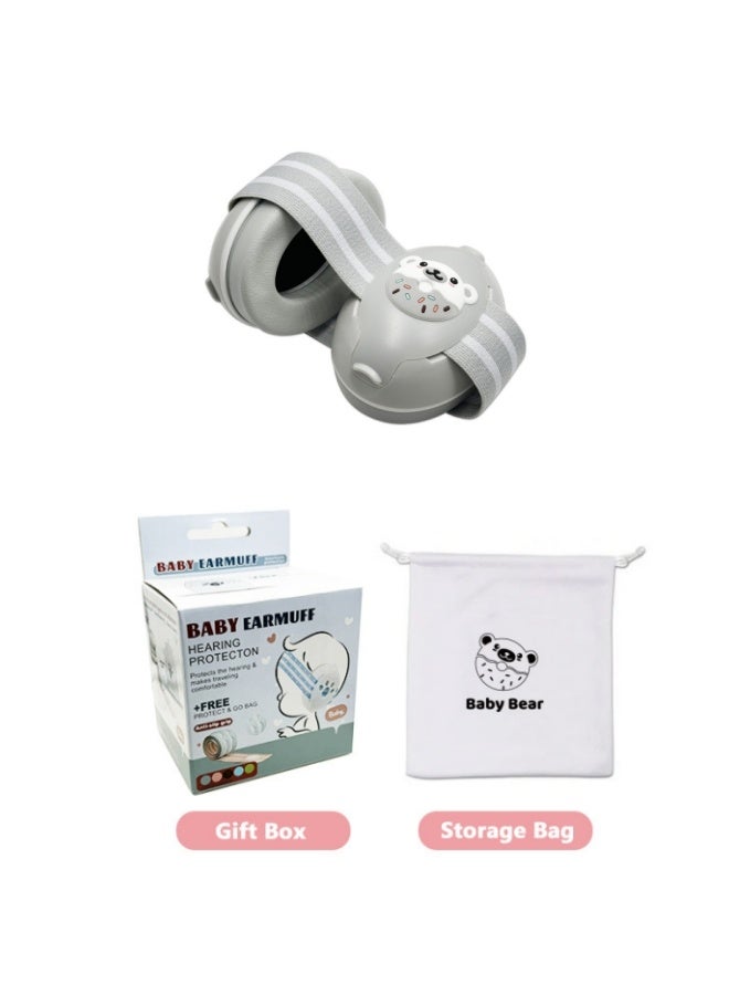 الدليبن واقيات أذن للأطفال الرضع والأطفال الصغار، واقيات أذن قابلة للتعديل لحماية الأذن، وسماعات رأس عازلة للضوضاء لحماية الأذن، والنوم، ومستلزمات السفر للأطفال (رمادي). - Image 2